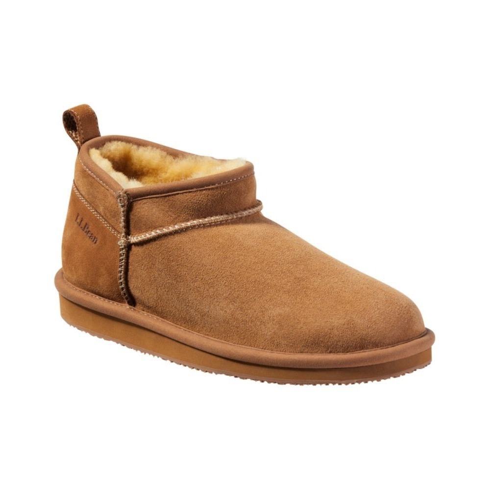 LL Bean Wicked Good‎ Suede Shearling Bootie Slippers Tan Womens 8 515388